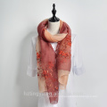Good quality beautiful 40% silk 60% wool floral designs embroidery scarf wholesale